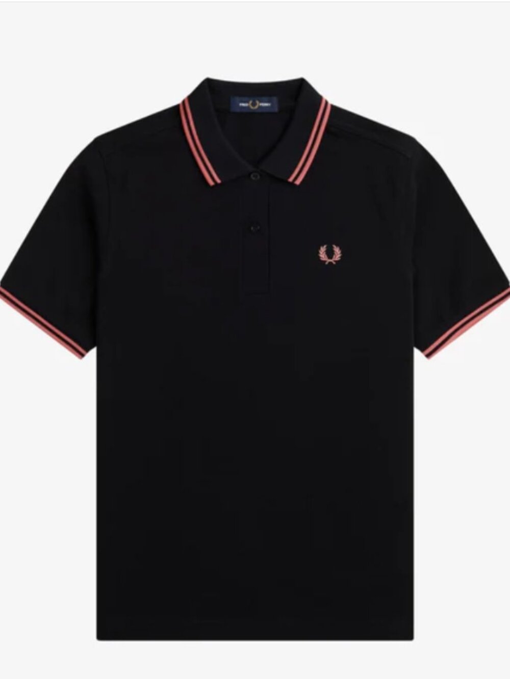 NWT Fred Perry Women's Twin Dipped Polo Black / Putty Pink